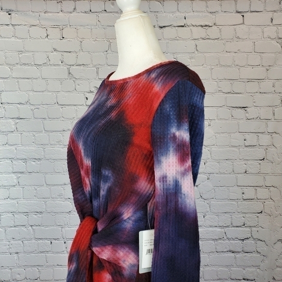 BAILEY Blue Tie Dye Printed Knot Front Dress sz. M - Picture 5 of 9